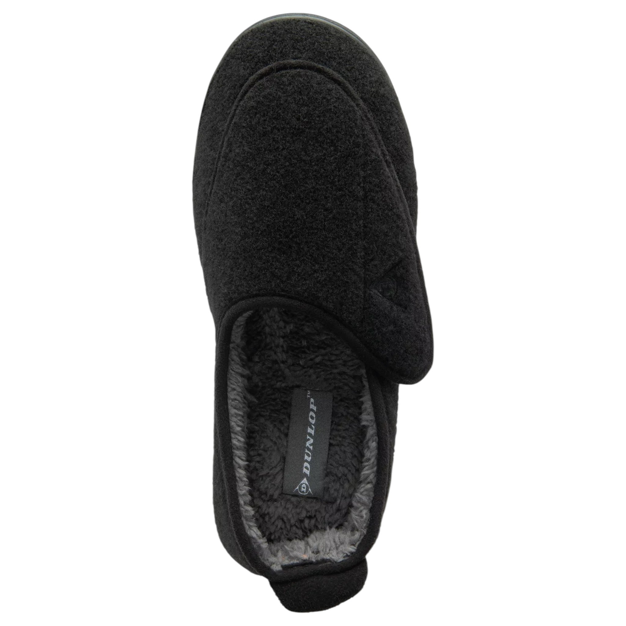 Dunlop men’s orthopaedic slippers with touch fastening and memory foam insole in black